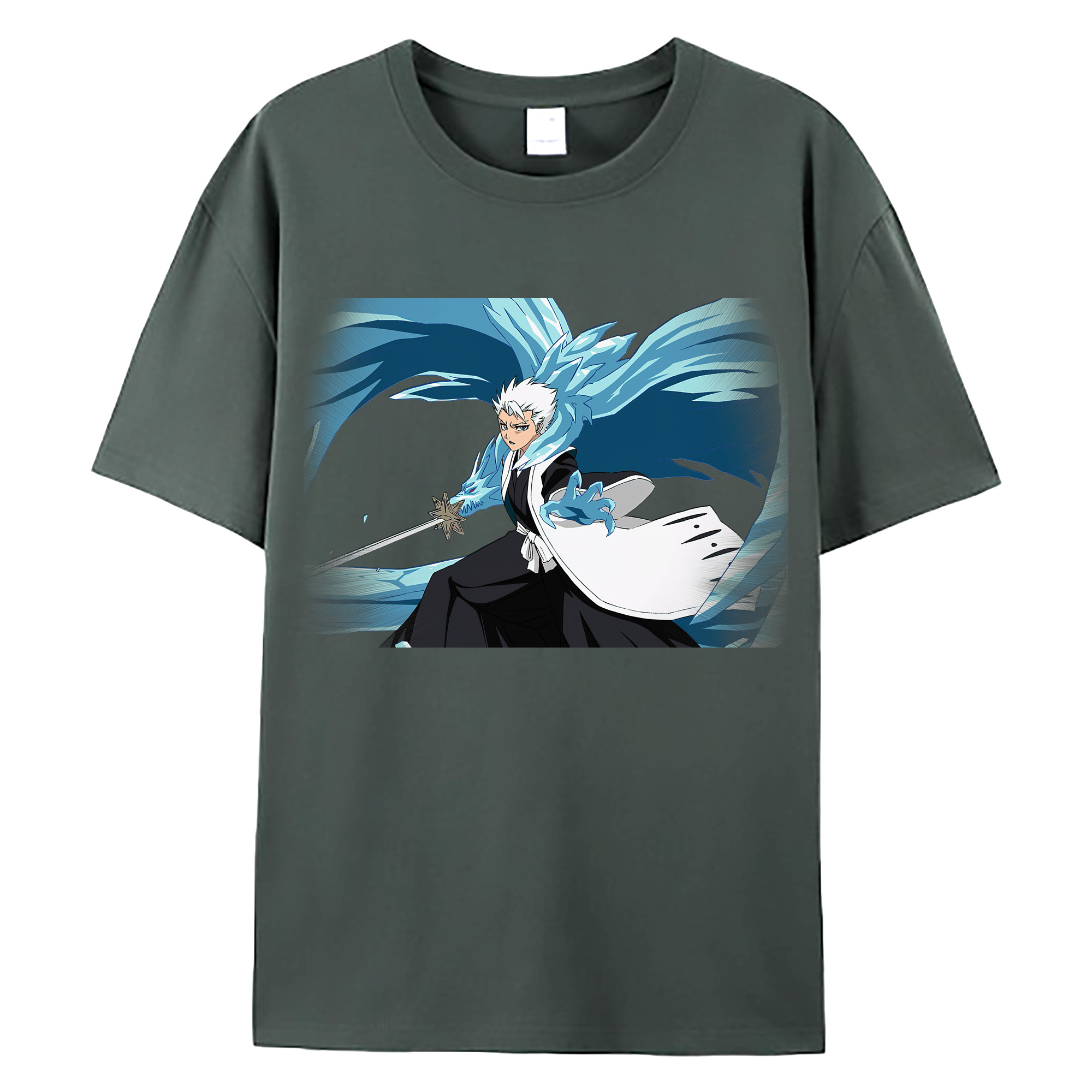 （画像用） ブリーチ 日番谷冬獅郎（ひつがや とうしろう） BLEACH Hitsugaya Toushirou 綿100％ メンズ半袖Tシャツ｜肌触りやわらか＆通気性